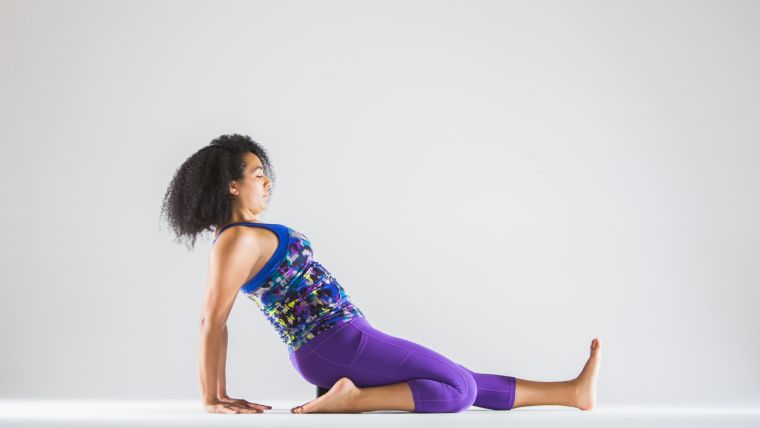yoga for tight quads half saddle on block