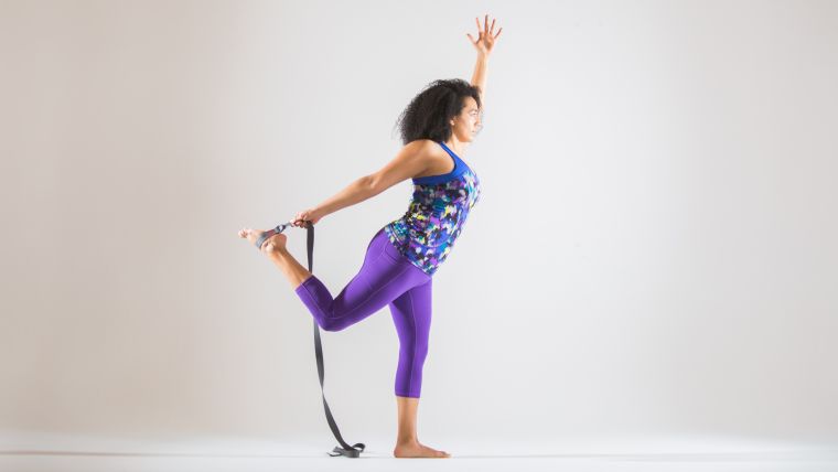 dancer pose with a strap